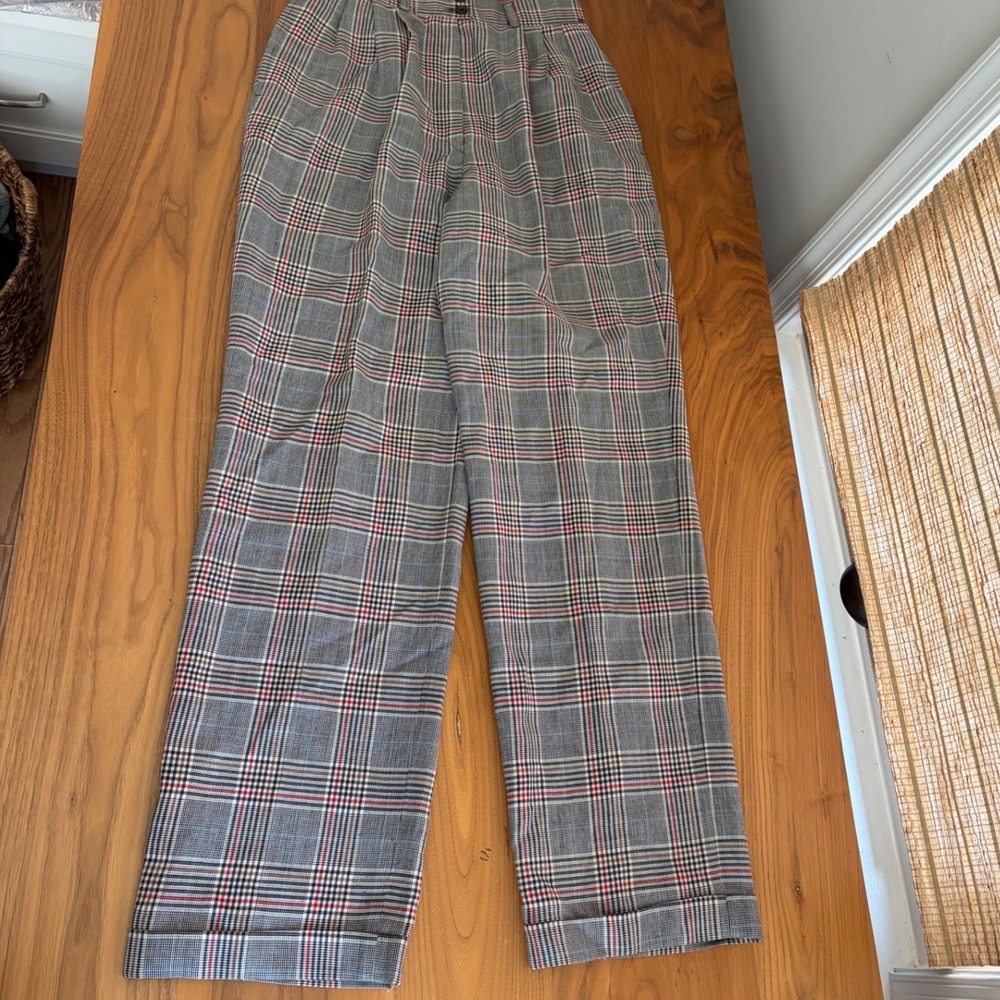 Pendleton Wool Trousers Womens 10 Grey Plaid Pleated High Waist Vintage USA Made - Picture 3 of 9